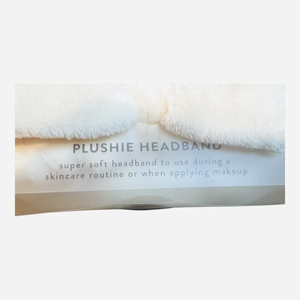 The Crème Shop Plushie Spa Headband White Bow Face Wash Makeup Skincare NWT